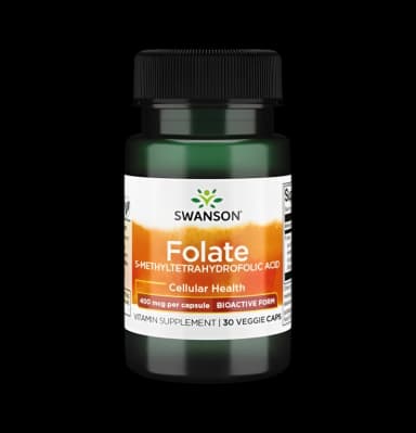 Folate (5-Methyltetrahydrofolic Acid) 400µg 30 Vegetariska Kapslar